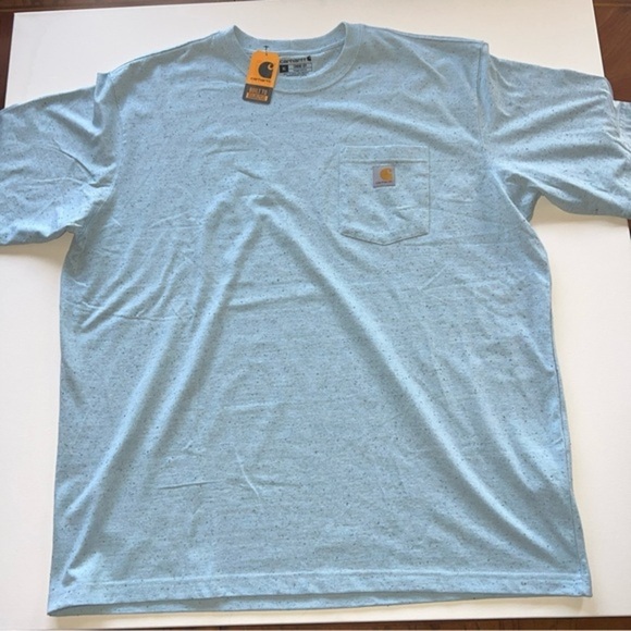 CARHARTT MEN'S LIGHT BLUE‎ LOOSE FIT HEAVYWEIGHT POCKET T-SHIRT SIZE XXL (V) - Picture 2 of 5